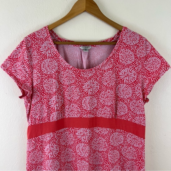 L.L. Bean Tencel Blend Boho Firework Pattern Stretchy Short Sleeve Midi Dress - Picture 2 of 13